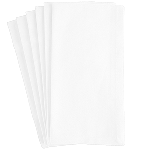 A square white polyester Napkin.