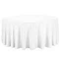 300cm White cotton round tablecloth available to hire for catering events at Stamford Tableware Hire